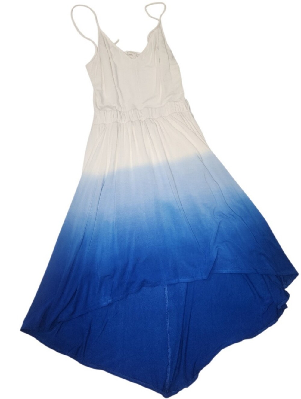 bebe Cream-to-Blue Ombre High-Low Slip Dress
